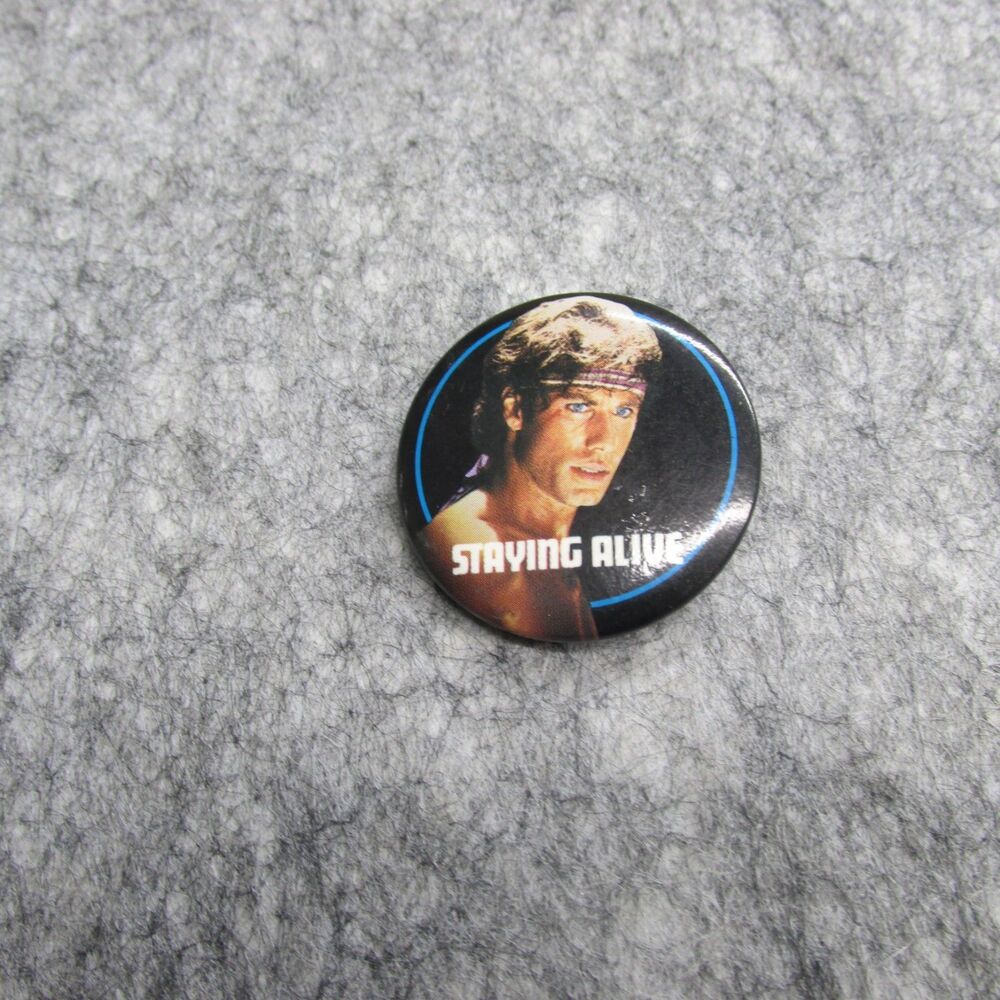 1983 vintage button pinback John Travolta Staying Alive